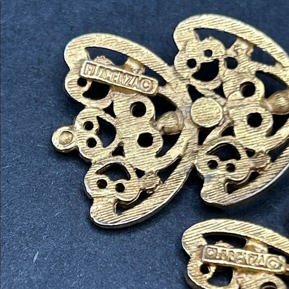 VTG Florenza Gold Scrollwork Necklace and Clip On Earring Set - Picture 5 of 9